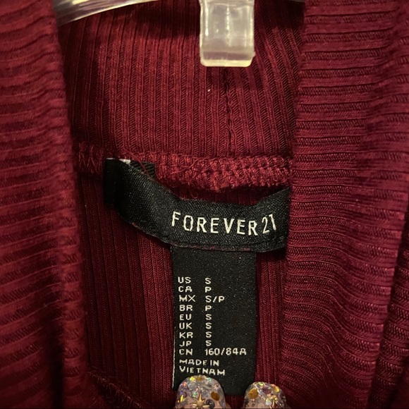 Forever 21 - Burgundy Bodycon Ribbed Dress - Small - Picture 3 of 3